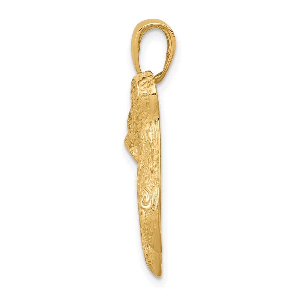 10K Yellow Gold Large Textured Jewish Chai (Long Life) Pendant