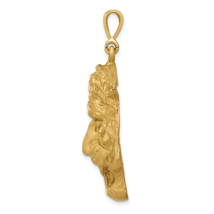 10K Yellow Gold Large Tiger Head Pendant