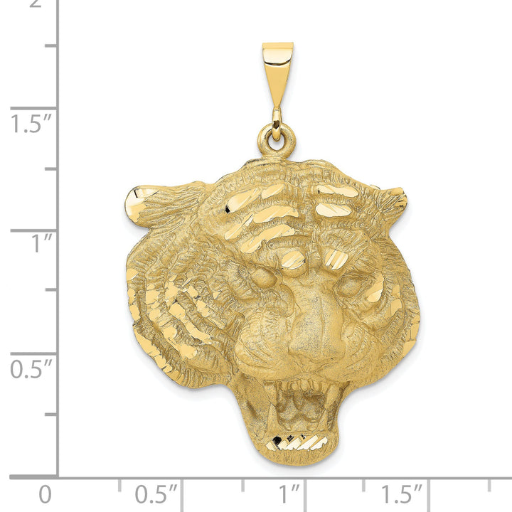 10K Yellow Gold Large Tiger Head Pendant