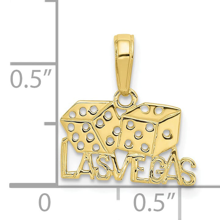 10K Yellow Gold Las Vegas with Dice Pendant