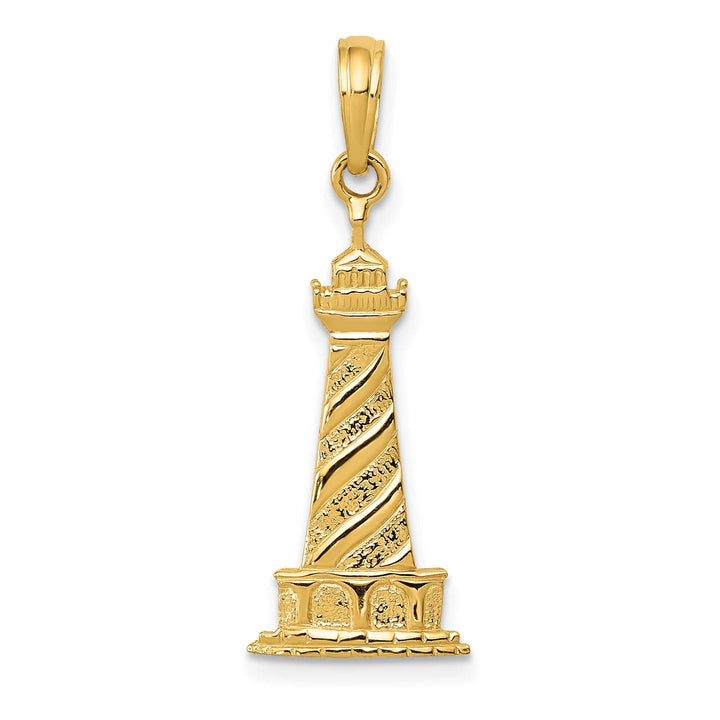 10K Yellow Gold Lighthouse Pendant, Large