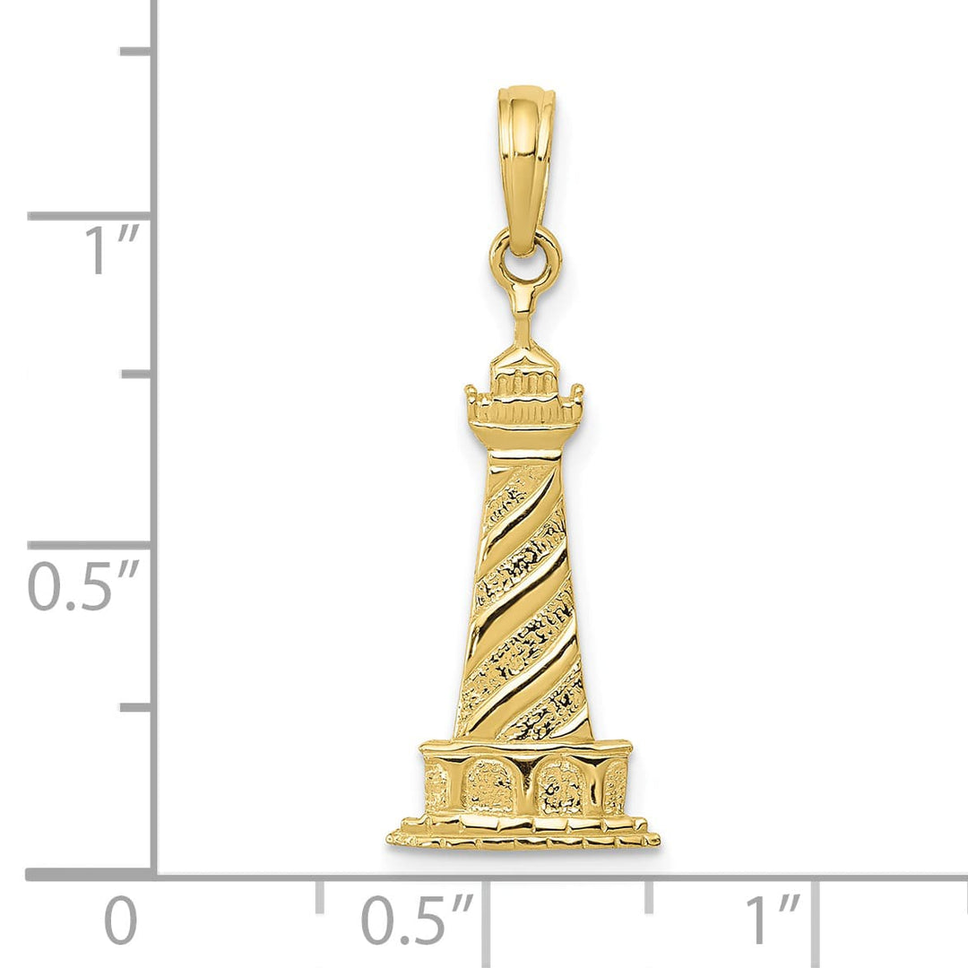 10K Yellow Gold Lighthouse Pendant, Large