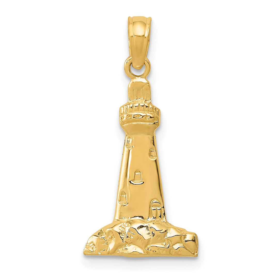 10K Yellow Gold Lighthouse Pendant, Small
