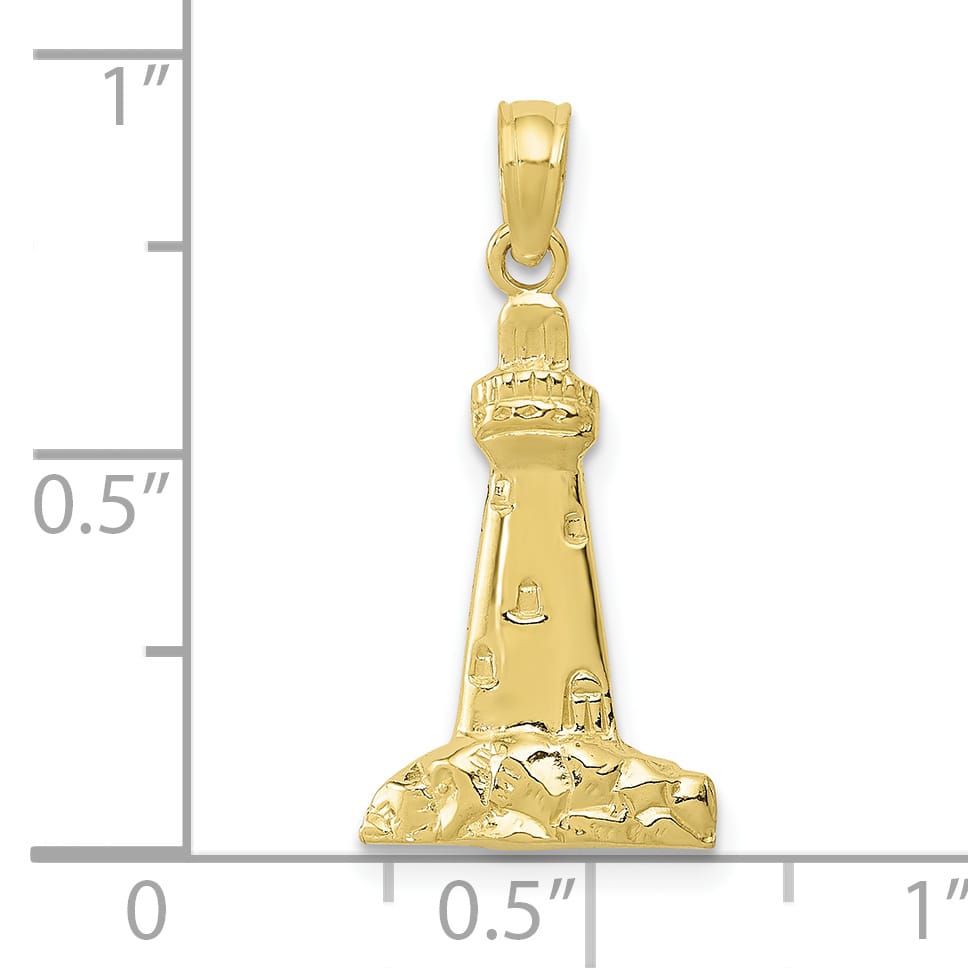 10K Yellow Gold Lighthouse Pendant, Small