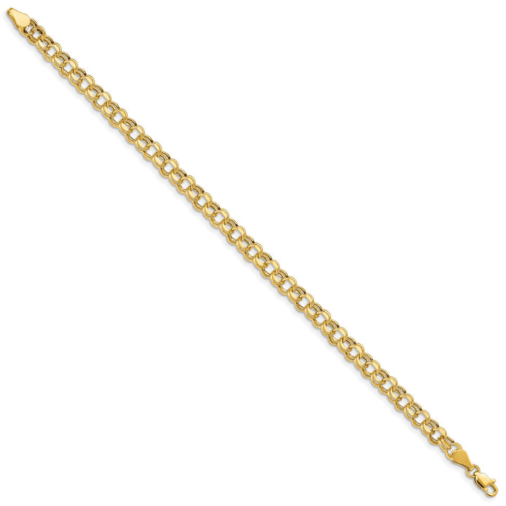 10K Yellow Gold Lite 5mm Hollow D.C. Double Link 7. Charm Bracelet
