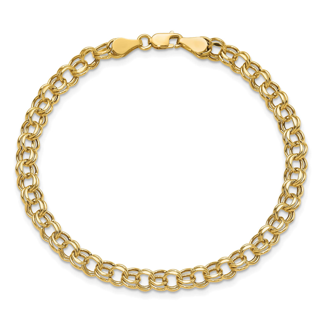 10K Yellow Gold Lite 5mm Hollow D.C. Double Link 7. Charm Bracelet