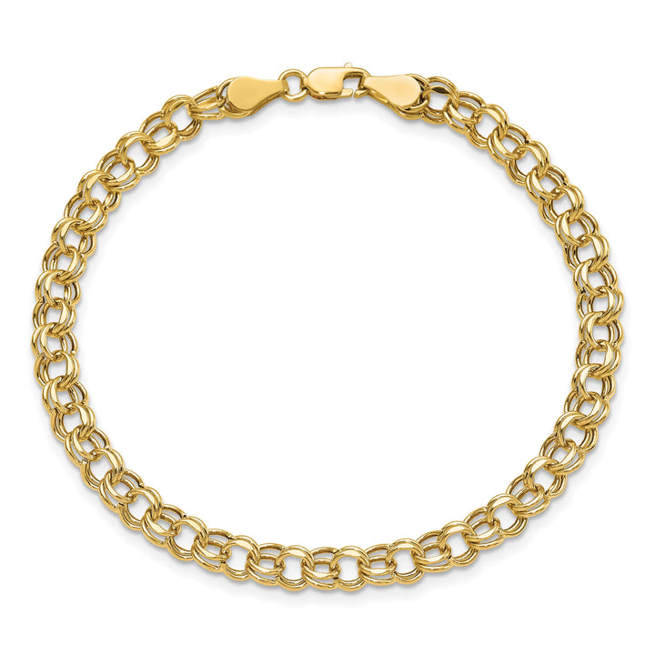 10K Yellow Gold Lite 5mm Hollow D.C. Double Link 7. Charm Bracelet