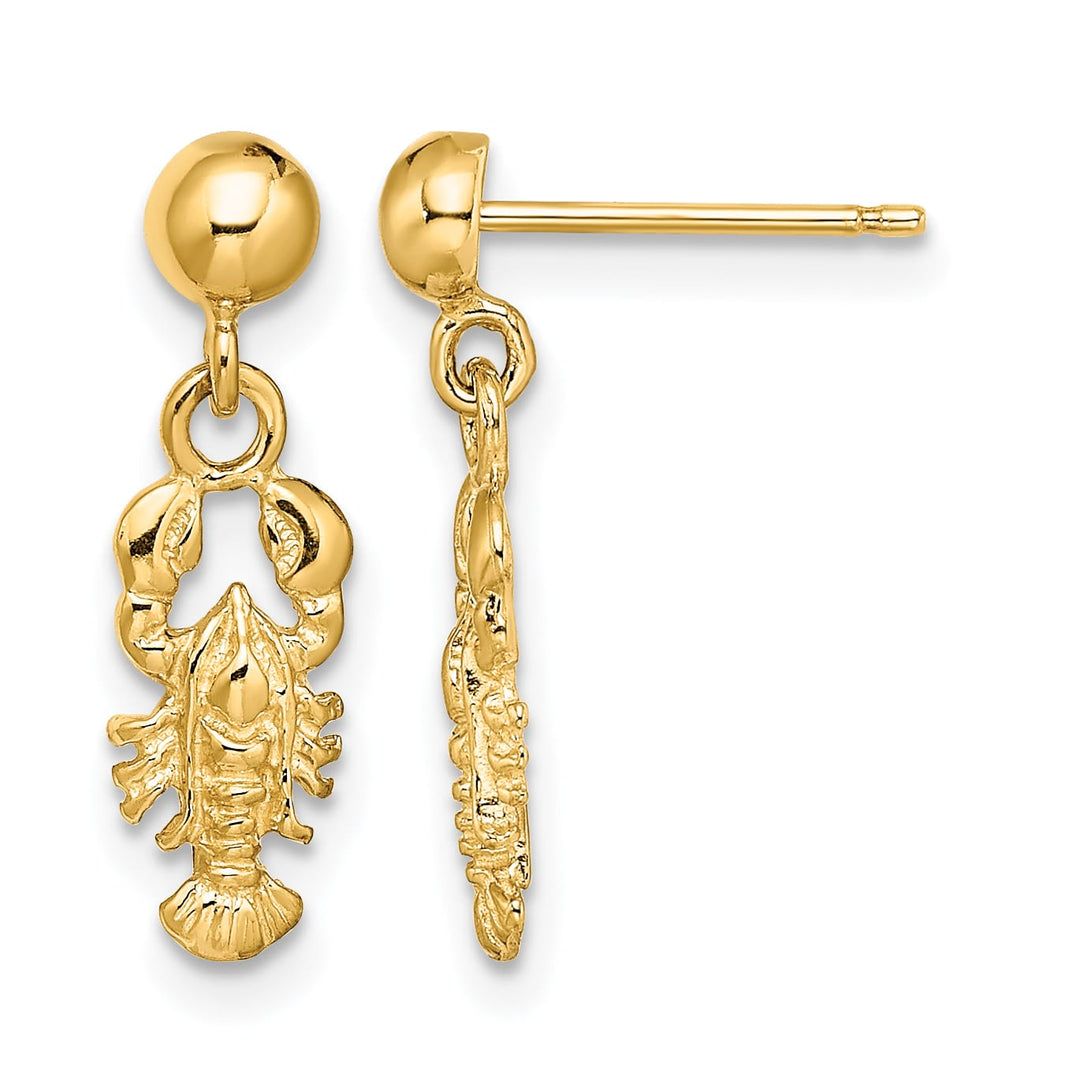 10k Yellow Gold Lobster Post Dangle Earrings
