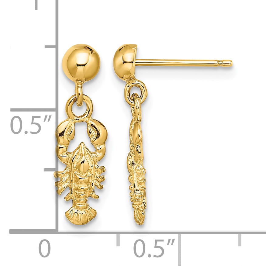 10k Yellow Gold Lobster Post Dangle Earrings