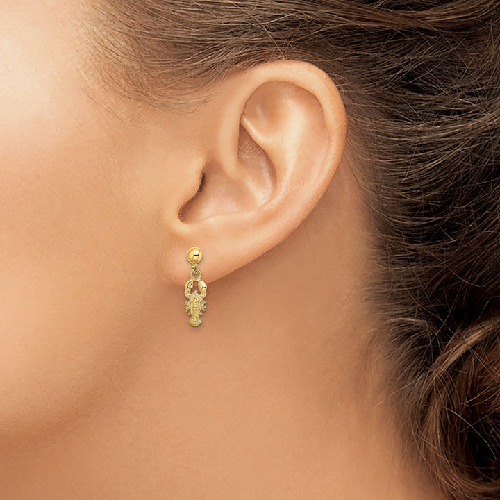10k Yellow Gold Lobster Post Dangle Earrings