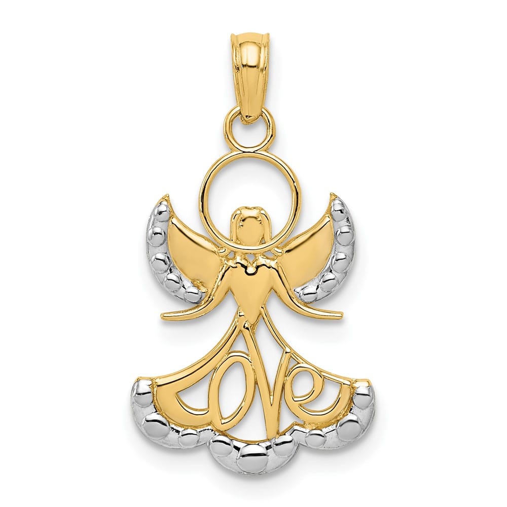 10K Yellow Gold Love Skirt Angel Pendant