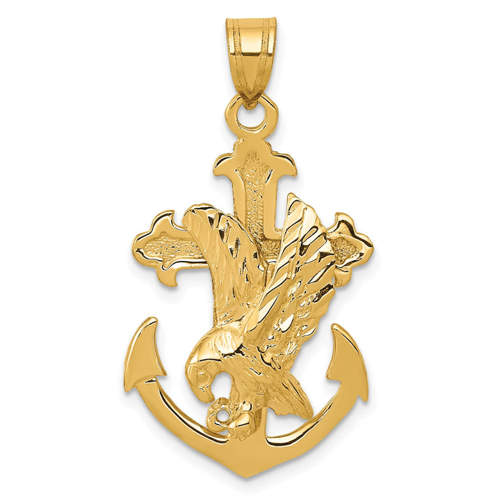 10K Yellow Gold Mariners Cross with Eagle Pendant