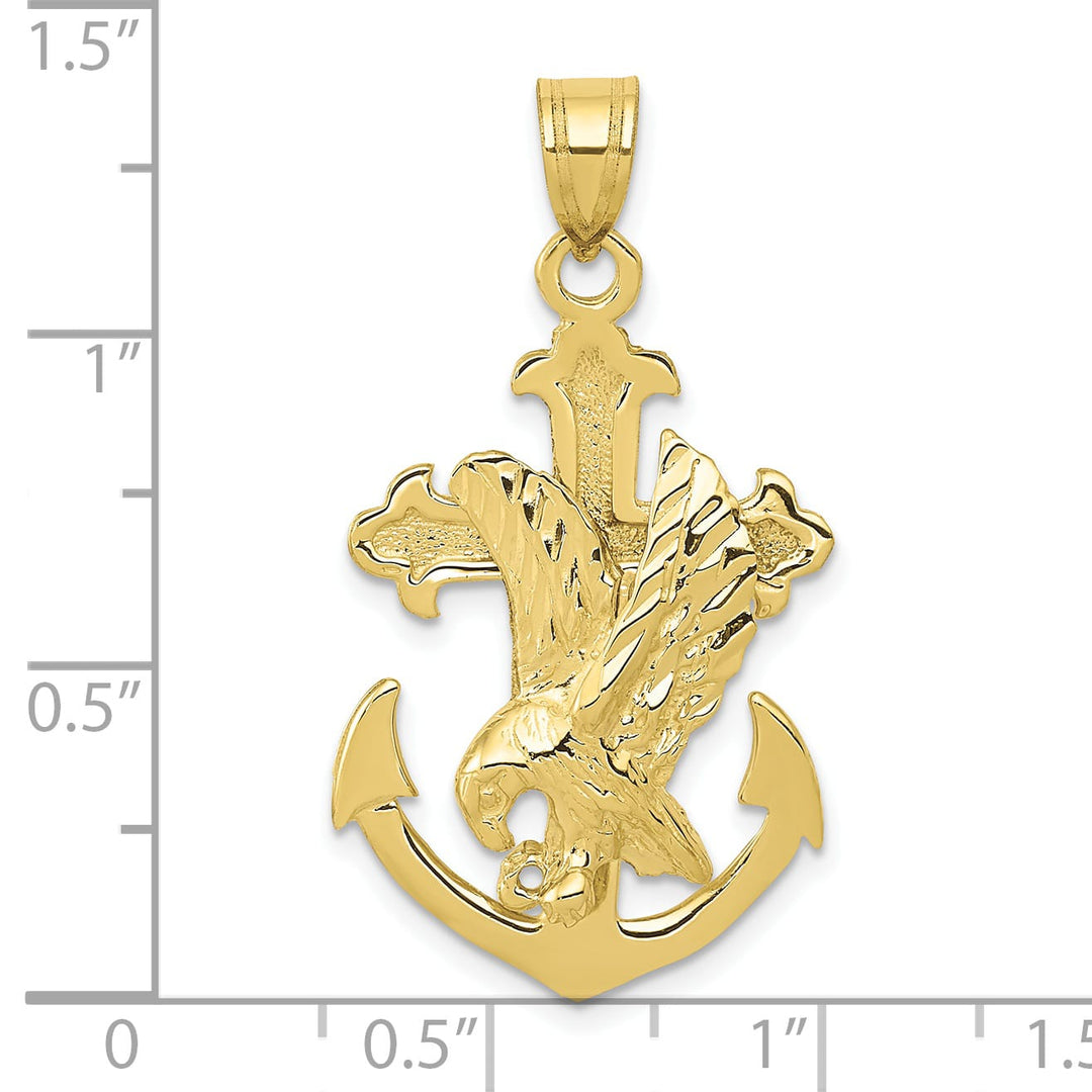 10K Yellow Gold Mariners Cross with Eagle Pendant