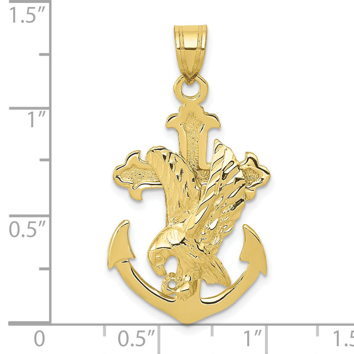10K Yellow Gold Mariners Cross with Eagle Pendant