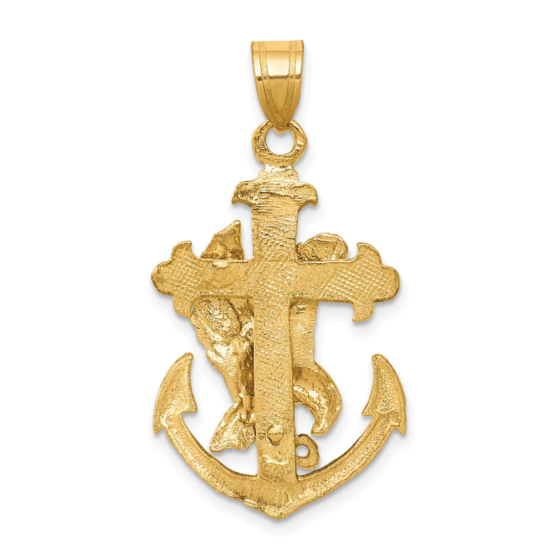 10K Yellow Gold Mariners Cross with Eagle Pendant