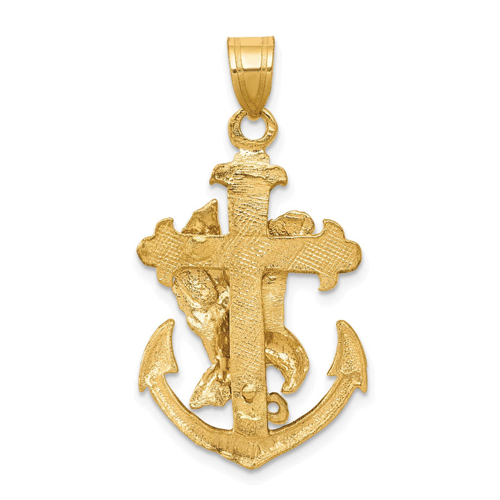 10K Yellow Gold Mariners Cross with Eagle Pendant
