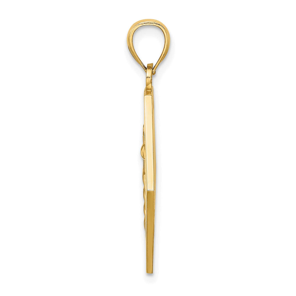 10K Yellow Gold Medical Symbol 22x24mm Hexagon Disc Pendant