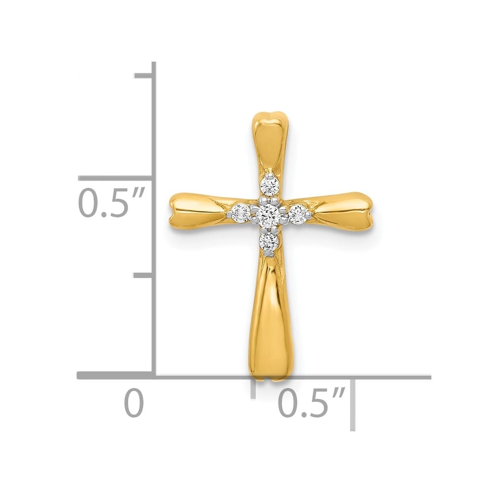 10K Yellow Gold Medium 1/20 ct 5-Stone Diamond Cross Chain Slide