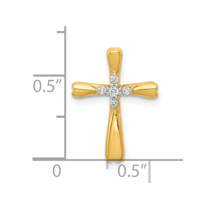 10K Yellow Gold Medium 1/20 ct 5-Stone Diamond Cross Chain Slide