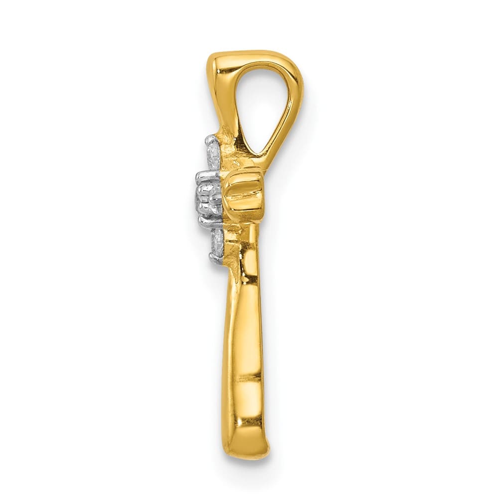 10K Yellow Gold Medium 1/20 ct 5-Stone Diamond Cross Chain Slide