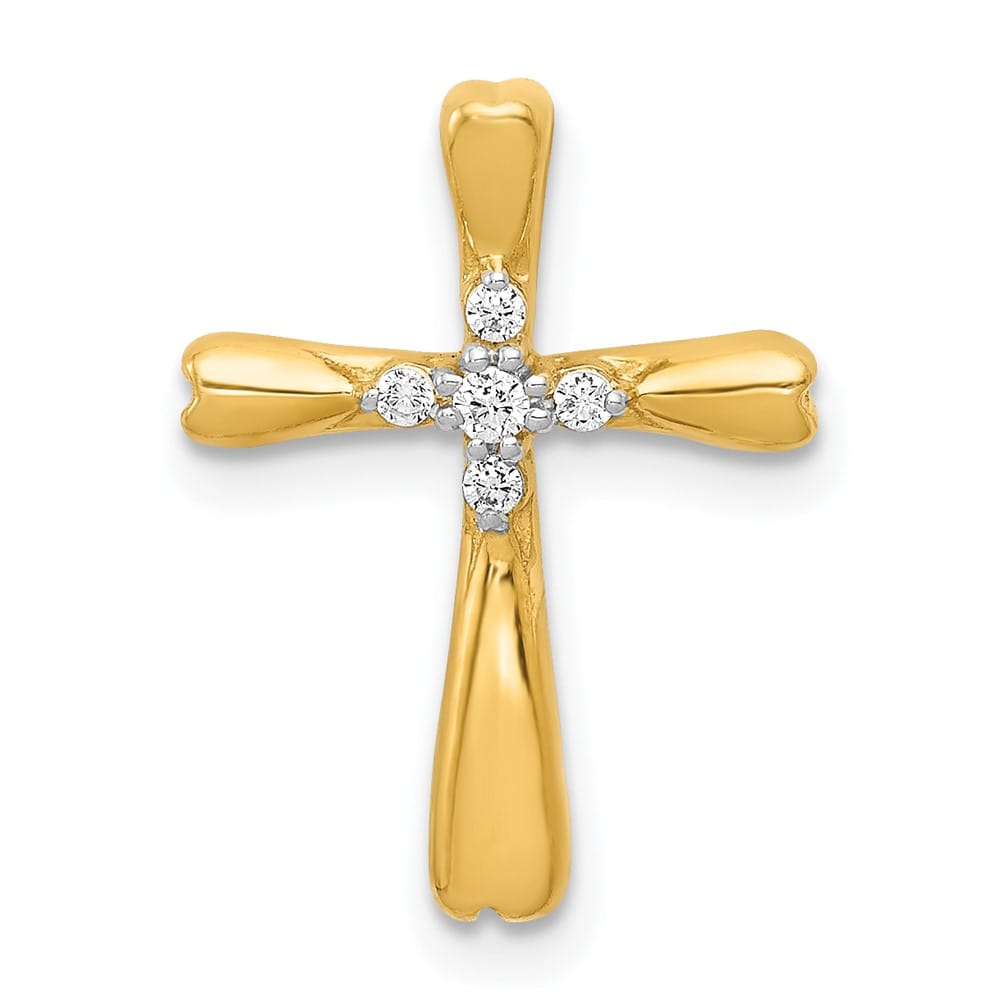 10K Yellow Gold Medium 1/20 ct 5-Stone Diamond Cross Chain Slide