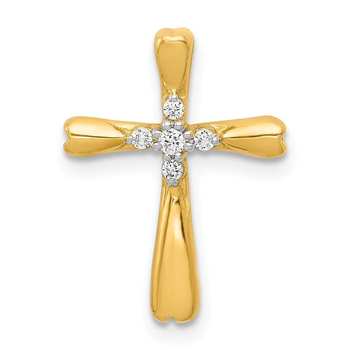 10K Yellow Gold Medium 1/20 ct 5-Stone Diamond Cross Chain Slide