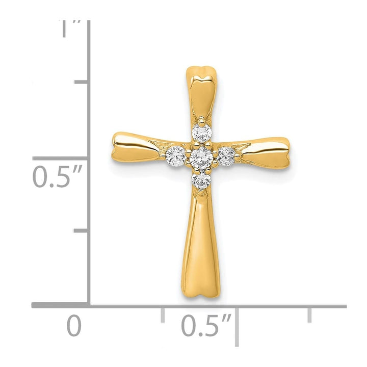 10K Yellow Gold Medium 1/6 ct 5-Stone Diamond Cross Chain Slide