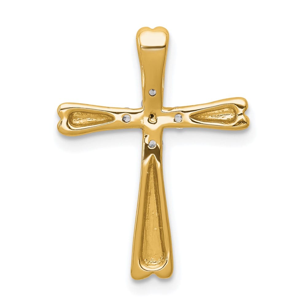 10K Yellow Gold Medium 1/6 ct 5-Stone Diamond Cross Chain Slide