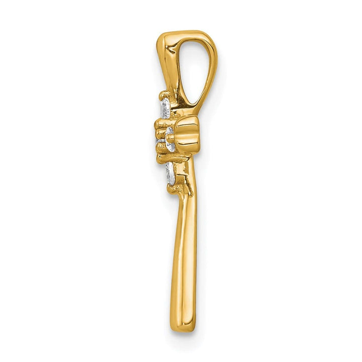 10K Yellow Gold Medium 1/6 ct 5-Stone Diamond Cross Chain Slide