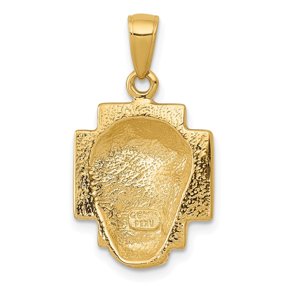 10K Yellow Gold Medium 2-D Jesus Head with Crown of Thorns Pendant