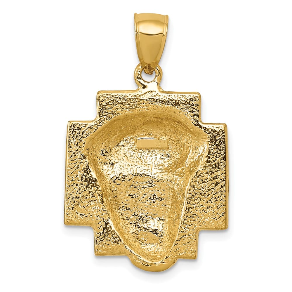 10K Yellow Gold Medium 2-D Jesus Head with Crown of Thorns Pendant