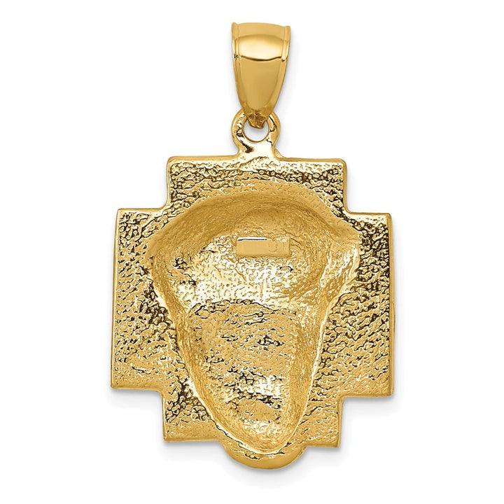 10K Yellow Gold Medium 2-D Jesus Head with Crown of Thorns Pendant