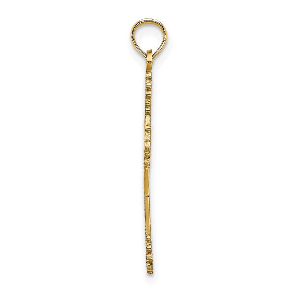 10K Yellow Gold Medium Beaded Tip Budded Cross with Heart Center Charm