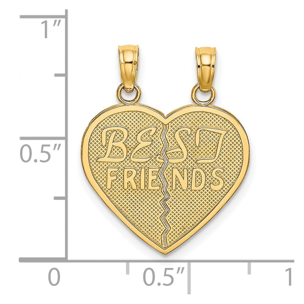 10K Yellow Gold Medium Best Friends 2-Piece Break-Apart Heart Pendant