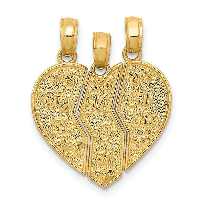 10K Yellow Gold Medium Big Sis / MOM / Lil Sis 3-Piece Charm