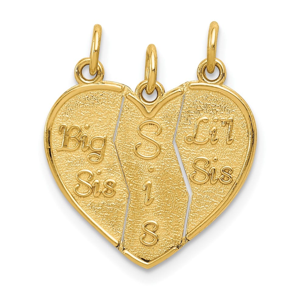 10K Yellow Gold Medium Big Sis / Sis / Lil Sis 3-piece Charm