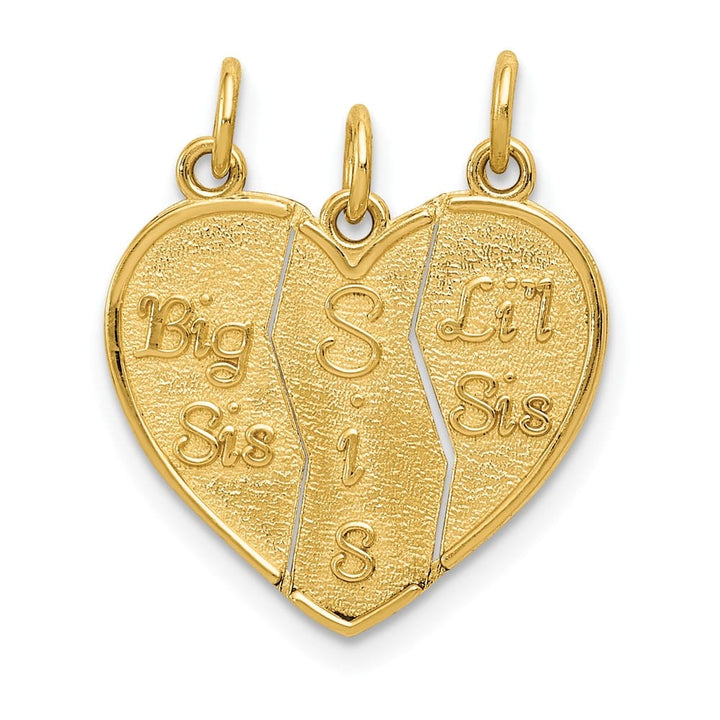 10K Yellow Gold Medium Big Sis / Sis / Lil Sis 3-piece Charm
