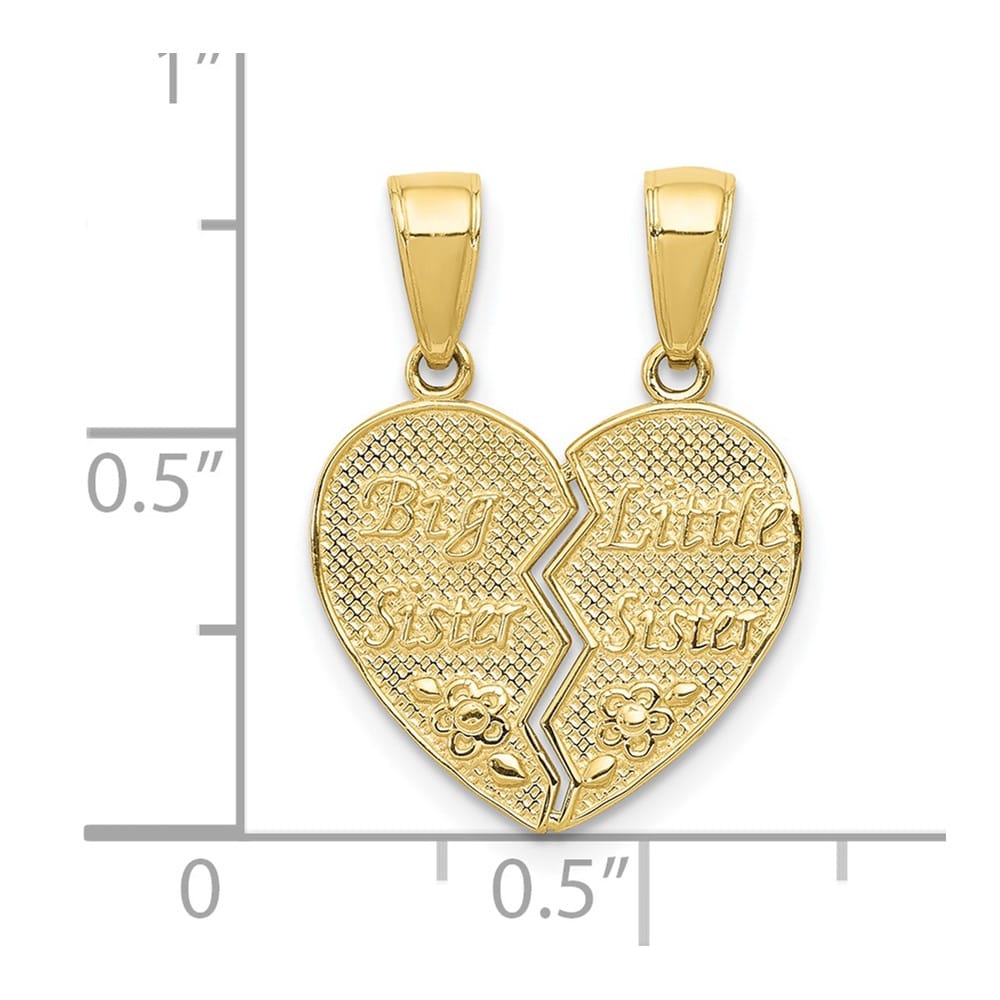 10K Yellow Gold Medium Big Sister / Little Sister 2-Piece Charm