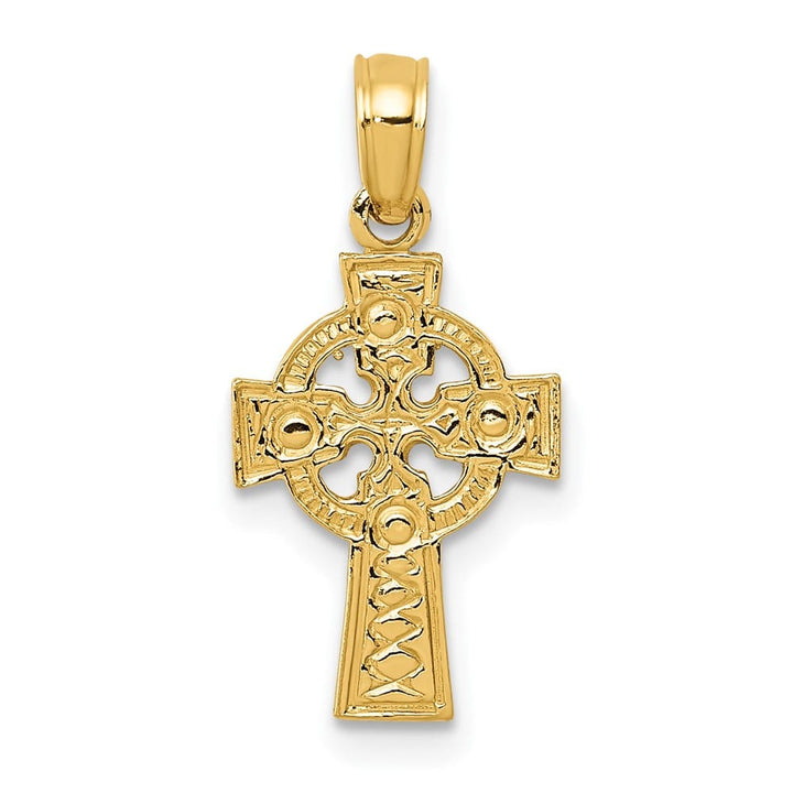 10K Yellow Gold Medium Celtic Cross with Eternity Circle Pendant