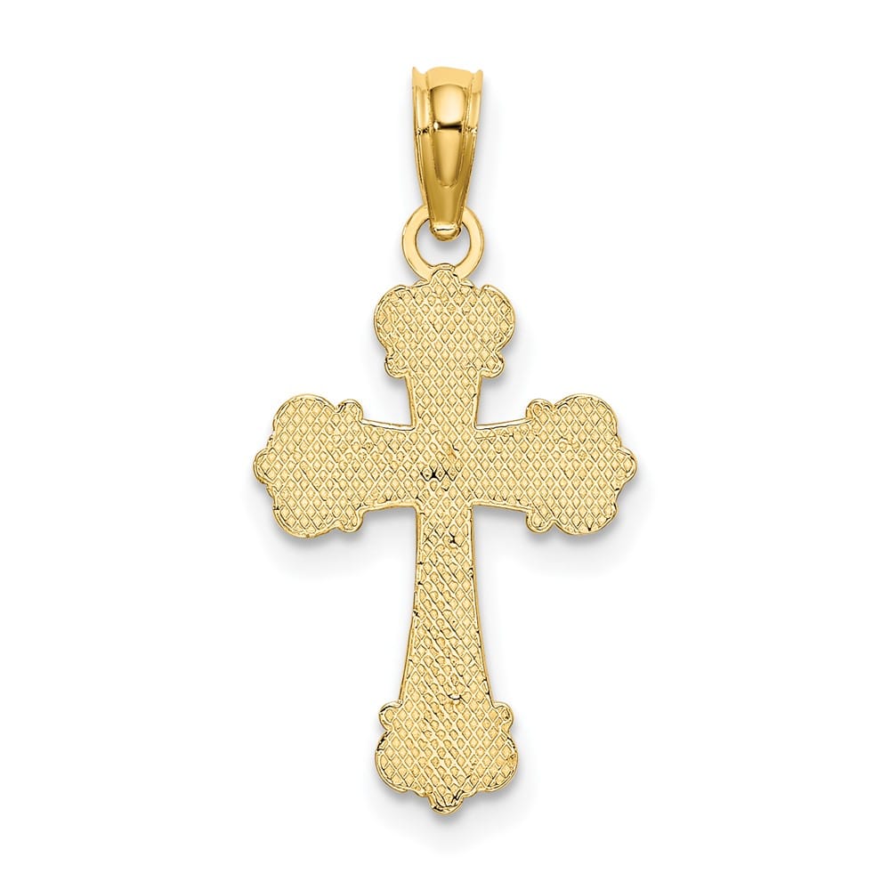 10K Yellow Gold Medium Cross with Scroll Tips and Button Center Charm