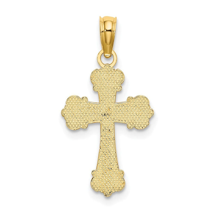 10K Yellow Gold Medium Cross with Scroll Tips and Button Center Charm