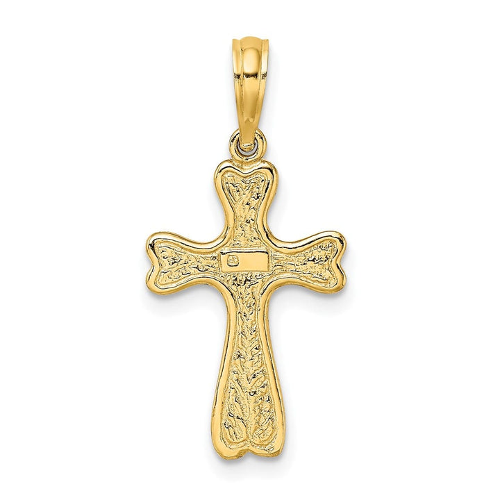 10K Yellow Gold Medium Cross with Textured Heart Edges Design Charm