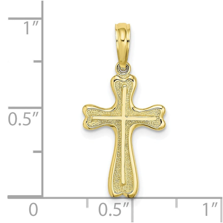 10K Yellow Gold Medium Cross with Textured Heart Edges Design Charm