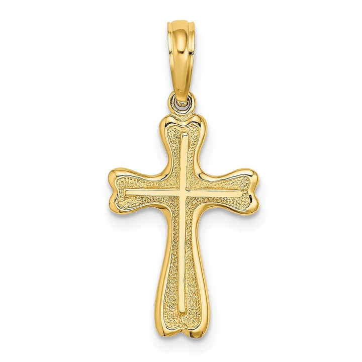 10K Yellow Gold Medium Cross with Textured Heart Edges Design Charm