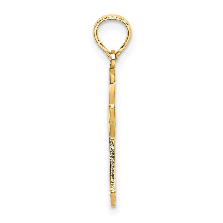 10K Yellow Gold Medium Cut-Out Flat Cross with Flower Center Charm
