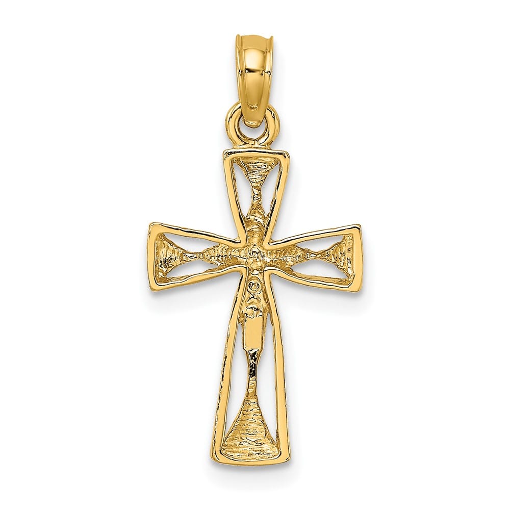 10K Yellow Gold Medium Cut-Out Latin Cross with Triangle Ends Charm