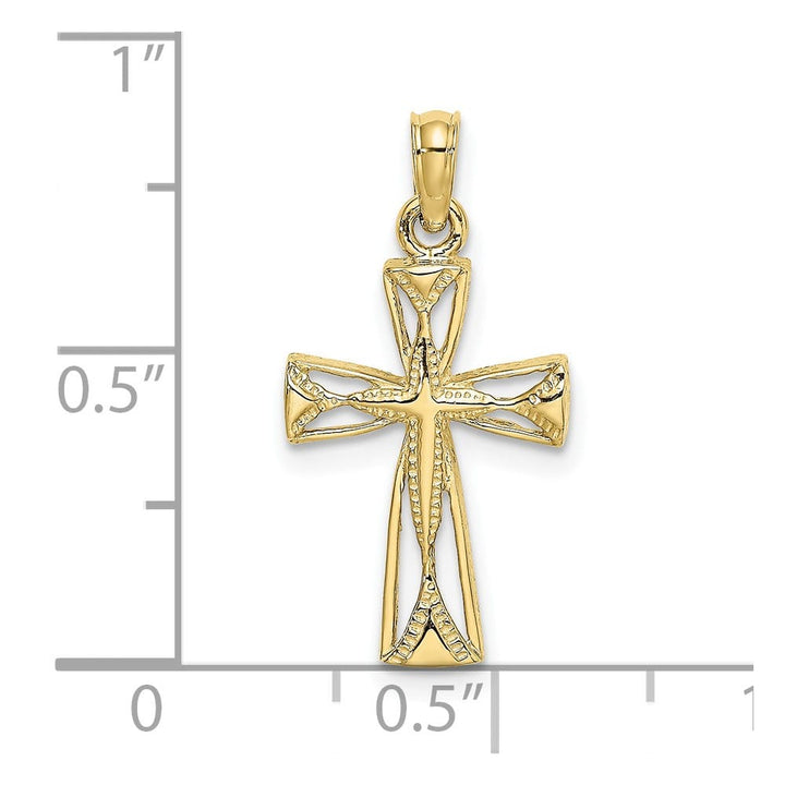 10K Yellow Gold Medium Cut-Out Latin Cross with Triangle Ends Charm
