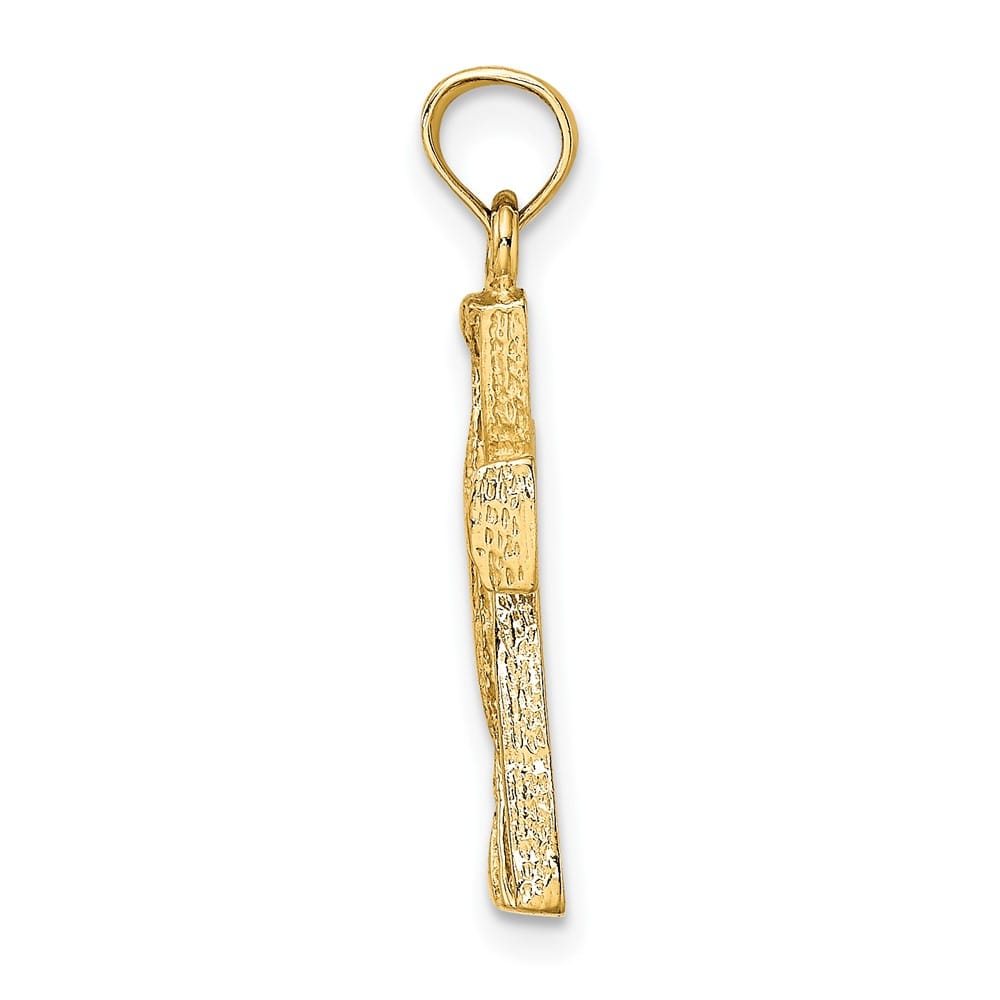 10K Yellow Gold Medium Cut-Out Latin Cross with Triangle Ends Charm
