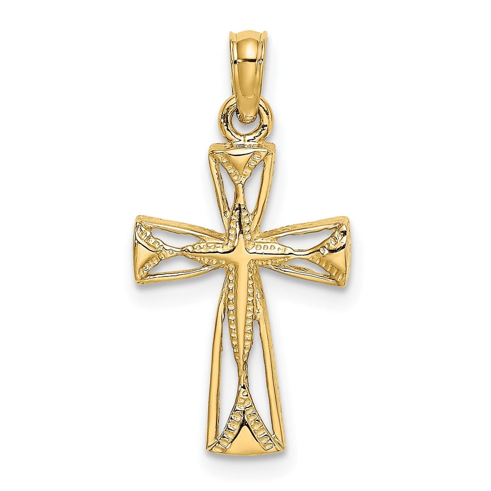 10K Yellow Gold Medium Cut-Out Latin Cross with Triangle Ends Charm