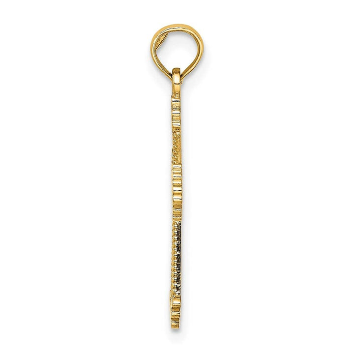 10K Yellow Gold Medium Cut-Out Stripes Cross with Heart Center Charm